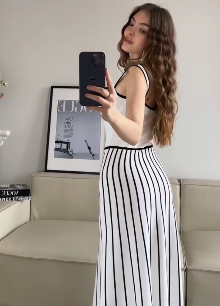 SERENA DRESS- BLACK WHITE