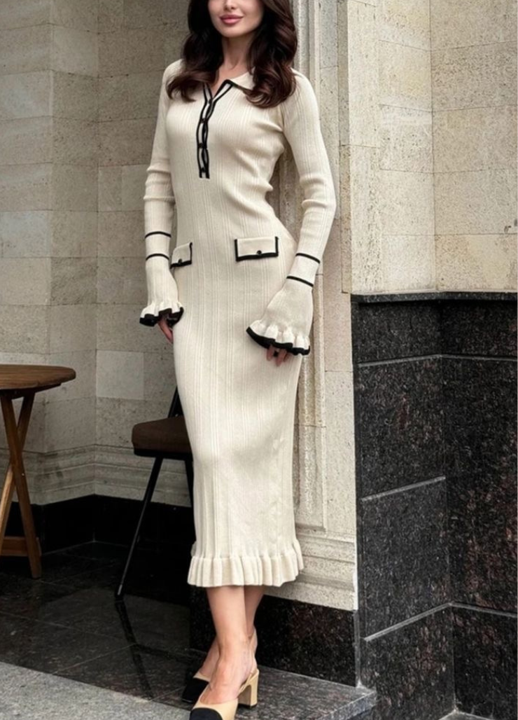 OPHELIA DRESS- BLACK IVORY
