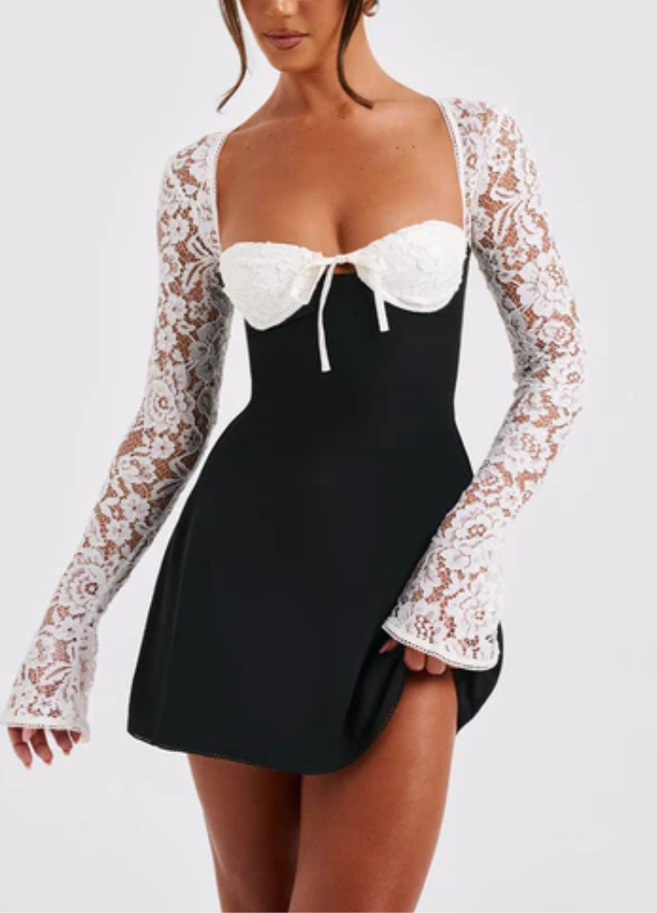 PETRA DRESS- BLACK WHITE