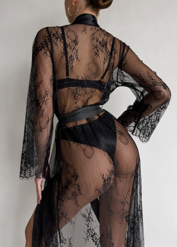 THEA ROBE- BLACK LACE
