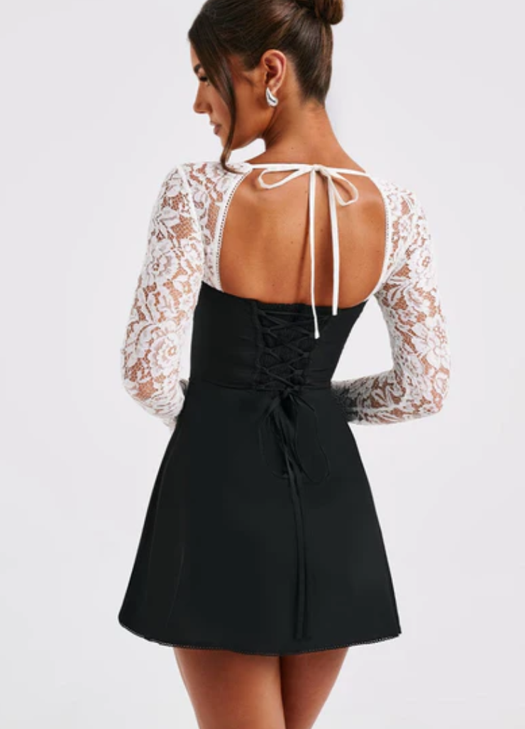 PETRA DRESS- BLACK WHITE