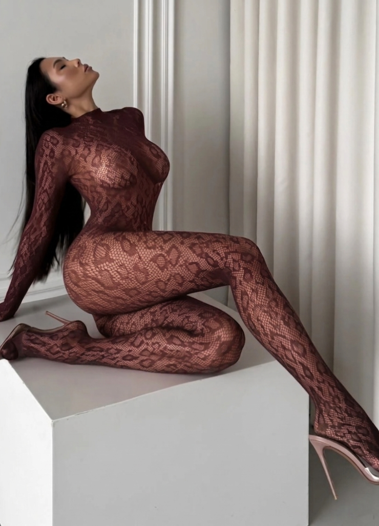 EVA BODYSTOCKING- DARK BURGUNDY